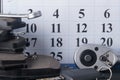 Calendar for recording on car maintenance and consumables for it, front view background
