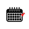 Calendar with a red push pin Royalty Free Stock Photo