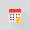 Calendar reminder bell icon color with the shadow