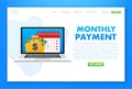 Calendar reminder. Finance isometric. Monthly payment. vector illustration.