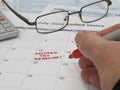 Calendar Reminder Notes the July 15 2020 Delayed IRS Tax Deadline in the USA Royalty Free Stock Photo