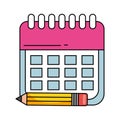 Calendar reminder with pencil isolated icon Royalty Free Stock Photo