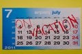 Calendar reserved for vacation july