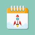 Calendar with Rocket Launch for New Project Royalty Free Stock Photo