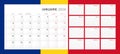 Calendar 2024 in Romanian. Wall quarterly calendar for 2024 in classic minimalist style. Week starts on Monday. Set of 12 months. Royalty Free Stock Photo