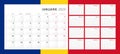 Calendar 2025 in Romanian. Wall quarterly calendar for 2025 in classic minimalist style. Week starts on Monday. Set of 12 months.