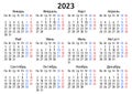 2023 calendar, Russian, Monday