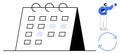 Calendar with Schedule Highlights and Person Managing Workflow Using Circular Arrows for Process Royalty Free Stock Photo