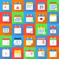 Calendar schedule planning icons set, flat style Royalty Free Stock Photo