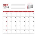 Calendar for September 2018