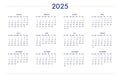 2025 calendar set in classic strict style. wall table calendar schedule, minimal restrained business design for notebook and