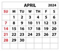 2024 calendar set. Color vector pocket calendar design.