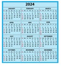 2024 calendar set. Color vector pocket calendar design.