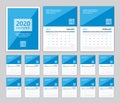 Calendar 2020, Set Desk calendar 2020 template, Can use Place for Photo and Company Logo Blue cover modern design Royalty Free Stock Photo