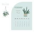 Calendar 2020. Calendar set with modern plants and home garden floral in minimalistic geometric scandinavian style and trendy