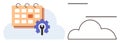 Calendar with Settings Gear Over Cloud Representing Cloud-Based Scheduling and Management Royalty Free Stock Photo