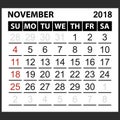 Calendar sheet November 2018