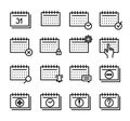 Calendar Sign Black Thin Line Icon Set. Vector Royalty Free Stock Photo