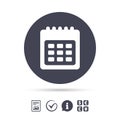 Calendar sign icon. Date or event reminder.