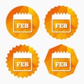 Calendar sign icon. February month symbol. Royalty Free Stock Photo