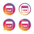 Calendar sign icon. January month symbol.