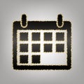 Calendar sign illustration. Vector. Blackish icon with golden st Royalty Free Stock Photo