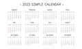 2023 calendar in simple style vector illustration. Simple classic monthly calendar design for 2023 in a clean cartoon font