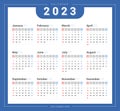 Calendar 2023 simple style week start on Sunday.