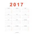 Calendar 2017 simple template for printing in German