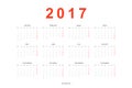 Calendar 2017 simple template for printing in German