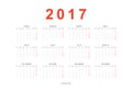 Calendar 2017 simple template for printing in Spanish.