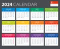 2024 Calendar Singaporean - vector stock illustration template