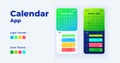 Calendar smartphone interface vector templates set Royalty Free Stock Photo