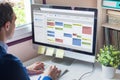 Calendar software showing busy schedule of manager with many meetings, tasks and appointments during the week, time management Royalty Free Stock Photo
