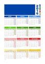 Calendar 2016 Spanish, colored seasons for Northern hemisphere