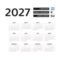 Calendar 2027 Spanish language with Nicaragua public holidays.