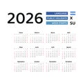 Calendar 2026 Spanish language with Nicaragua public holidays.