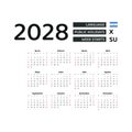 Calendar 2028 Spanish language with Nicaragua public holidays.
