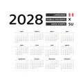Calendar 2028 Spanish language with Peru public holidays.