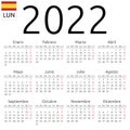 Calendar 2022, Spanish, Monday