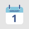 Calendar 1st January Royalty Free Stock Photo