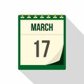 Calendar with St. Patrick Day date icon flat style