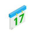 Calendar with St. Patrick Day date isometric icon