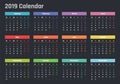 Calendar for 2019 starts monday, vector calendar design 2019 year