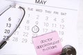 Calendar and stethoscope. Royalty Free Stock Photo