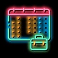 Calendar And Suitcase Case Job Hunting neon glow icon illustration