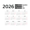 Calendar 2026 Swedish language with Sweden public holidays.