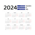 Calendar 2024 Swedish language with Sweden public holidays. Week starts from Monday.