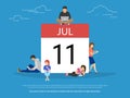 Calendar symbol with people concept flat vector illustration Royalty Free Stock Photo