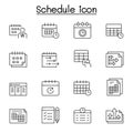 Calendar, table, schedule icon set in thin line style Royalty Free Stock Photo